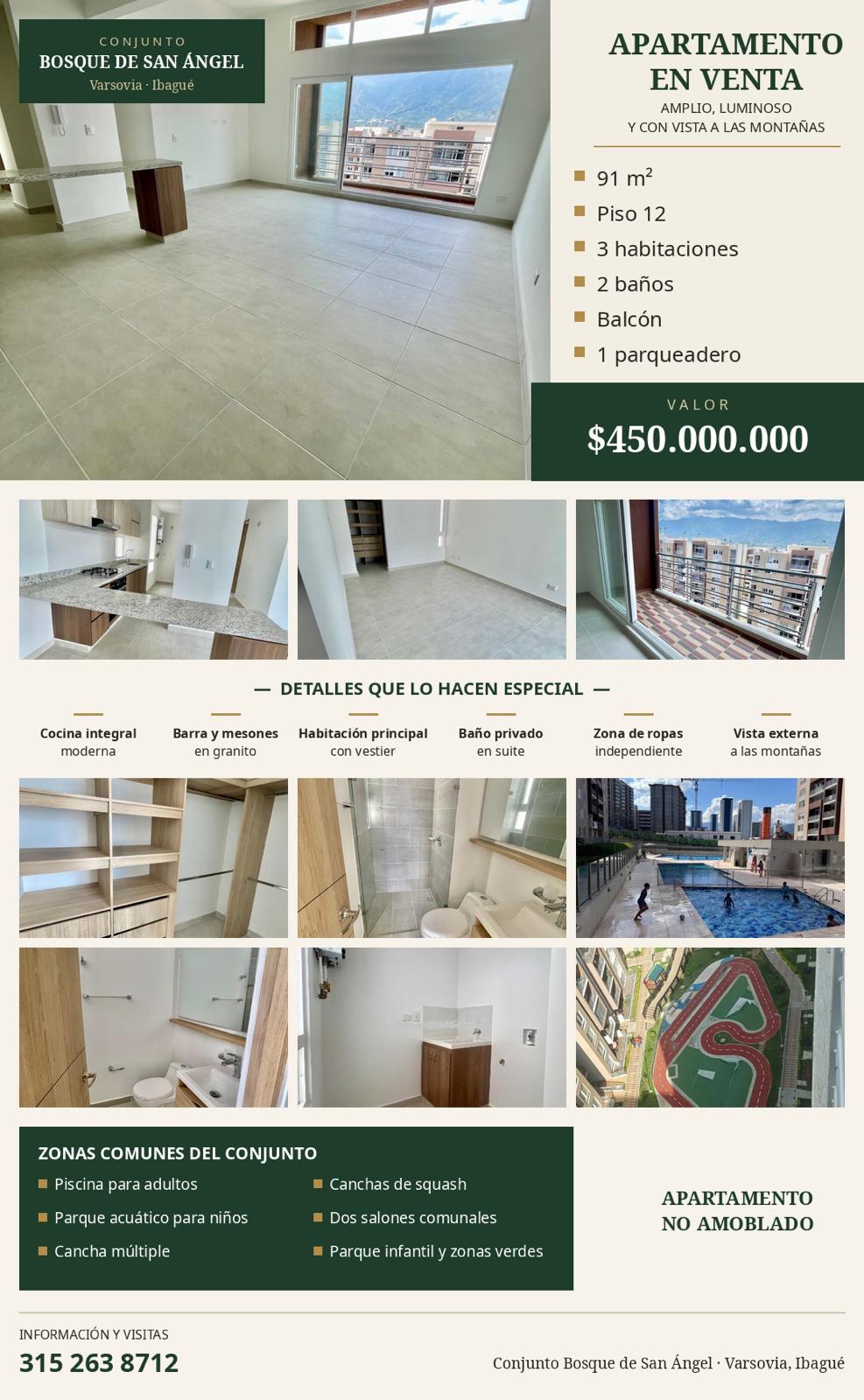 Apartamento en venta en el conjunto Bosque de San Ángel, Varsovia, Ibagué